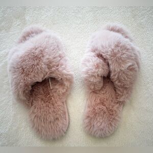 Baby Pink Fuzzy Slippers